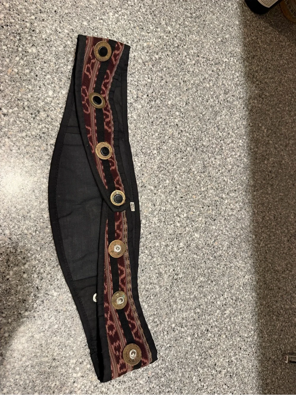 Boho Patterned  Wide Pocketed Waist Belt - Burgundy